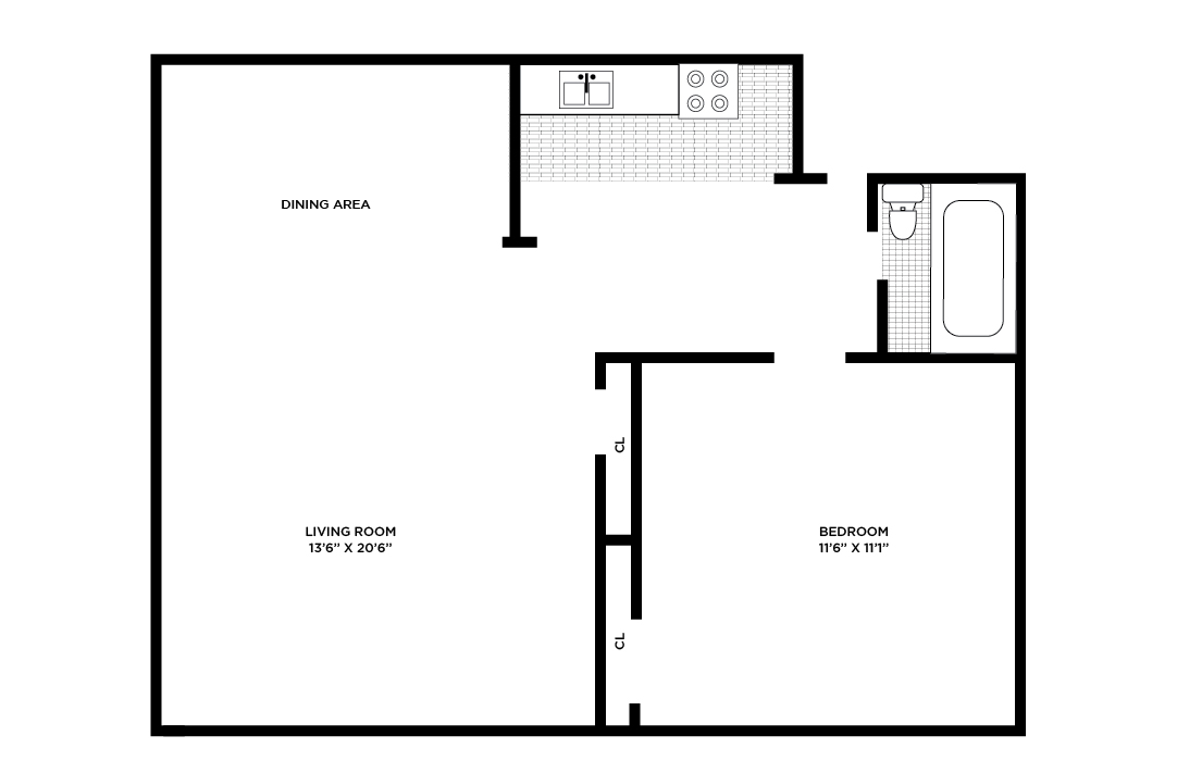 1 bedroom jr floorplan forest hill apartments